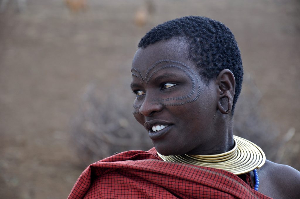 Datoga woman with traditional tattoo in tanzania