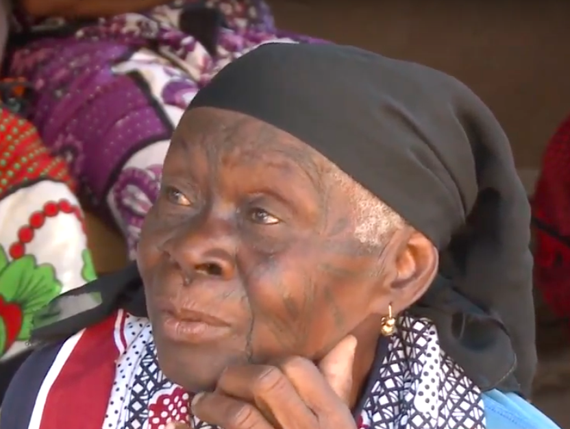 Makonde woman with traditional tattoo in tanzania