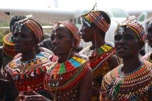 turkana women with wonderful colored necklaces kenya