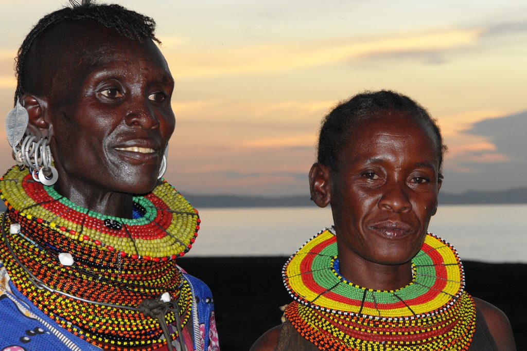 turkana people at the sunset