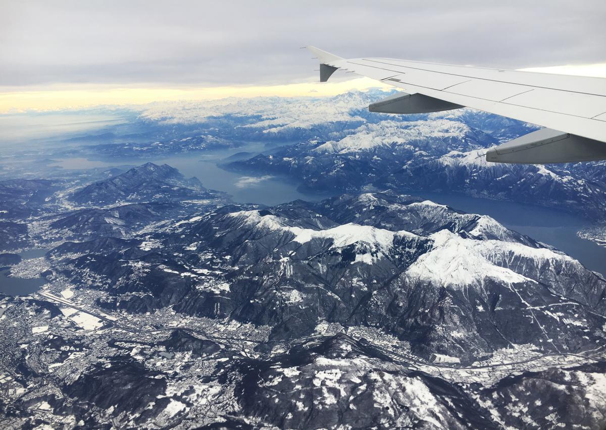 alps in flight air mountain